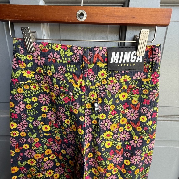 Minga London Vibrant Pink and Yellow floral print Skinny‎ Jeans size 0 - Picture 6 of 8